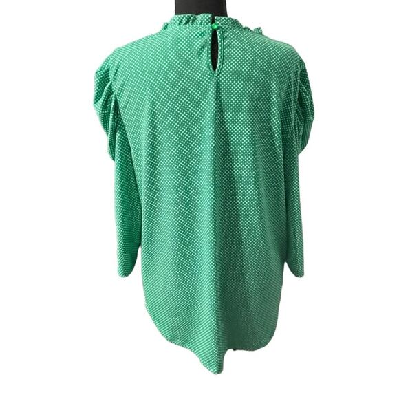 Adrianna Papell Green & White Polka Dot Blouse – Size XL - Picture 4 of 5